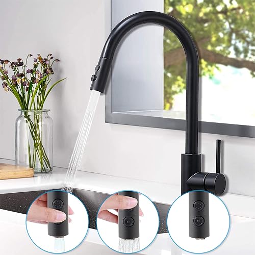 Miniatura 4 de Hibbent Pulverizador extraíble para fregadero, cabezal de grifo de cocina de 2 funciones, cabezal rociador desplegable para baño con conector macho