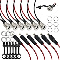 Vista 6 de 6 juegos 5,5 x 2,1 mm DC Power Jack conector hembra roscado de montaje en panel adaptador de conector de barril con tapa de cubierta OLA012