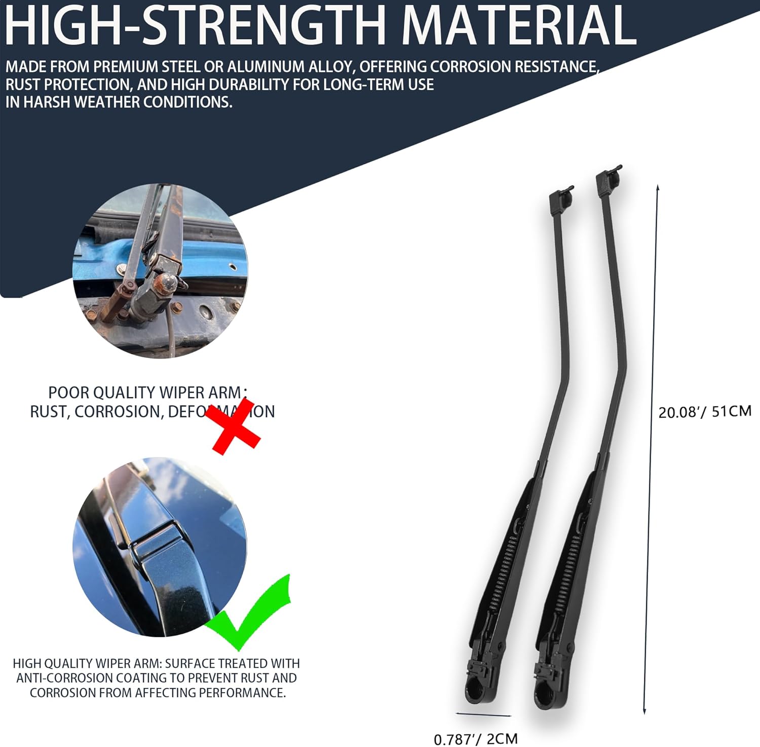 42782 1 Pair Front Windshield Wiper Arm Compatible with Chevrolet GMC 1988-1998 Yukon Blazer K1500 K2500 K3500 C1500 C2500 Suburban C3500 C5500 C6500 C7500 C60 C70 Kodiak Replace 22110157