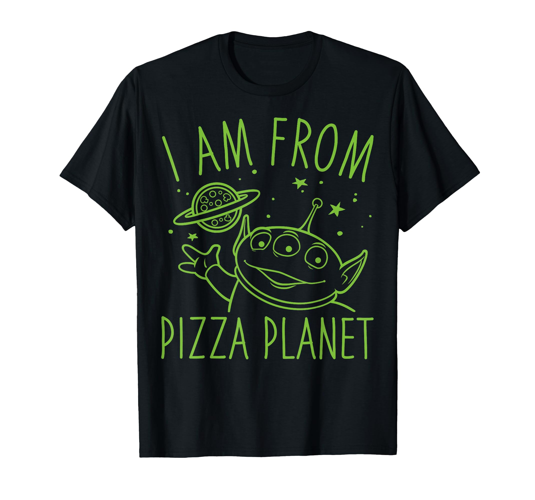 Disney Pixar Toy Story Neon Green Alien Pizza Planet Logo T-Shirt