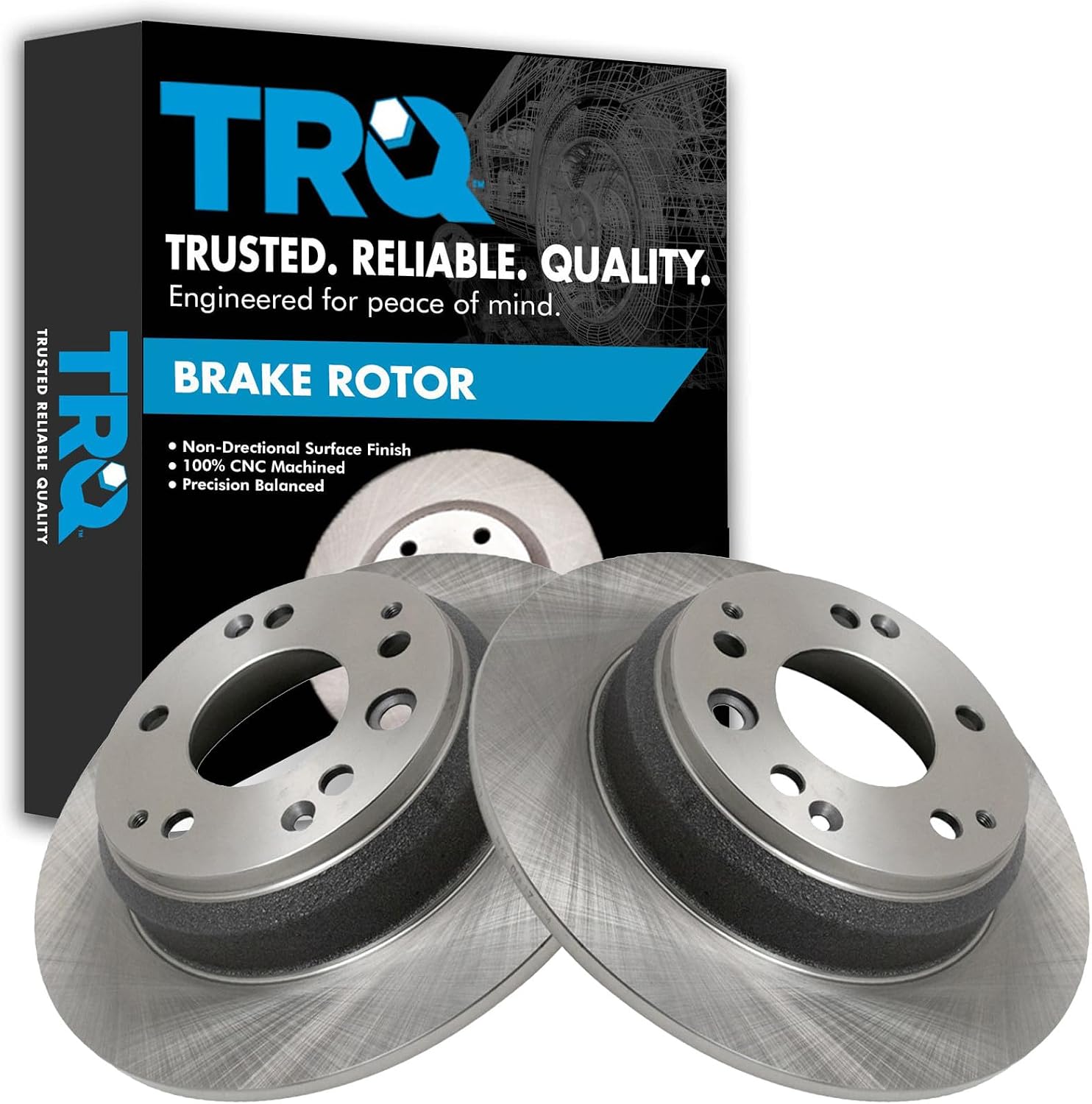 TRQ Rear Brake Rotors Set Solid Compatible with 1991-1995 Acura Legend 1996-1998 RL 1995-1998 Honda Odyssey 1996-1999 Isuzu Oasis