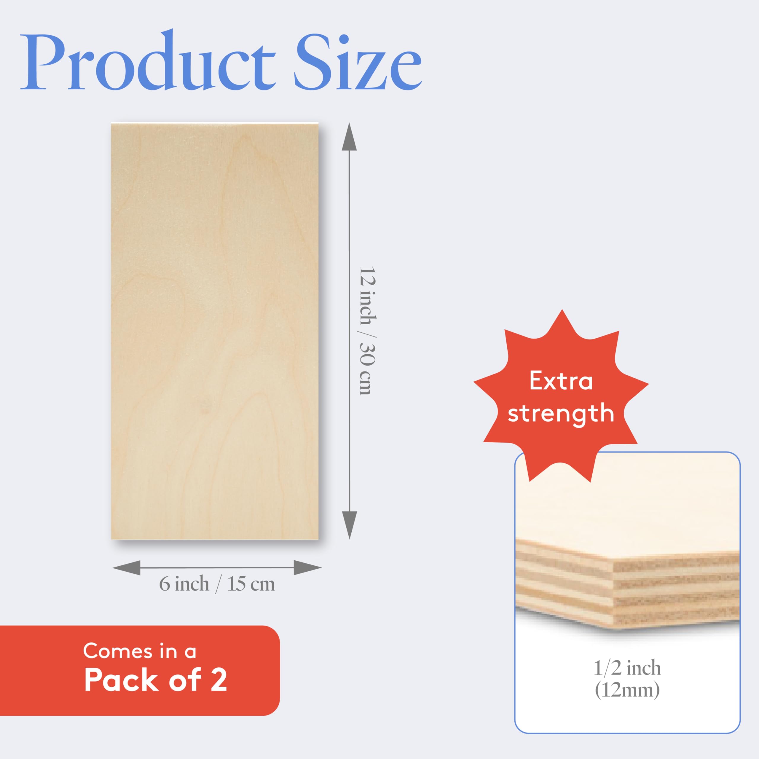 12mm Baltic Birch Plywood Sheets - 1/2 X 6 X 12 Inches, Box Of 12 B/BB Grade, For Laser Cutting, CNC, Wood Burning