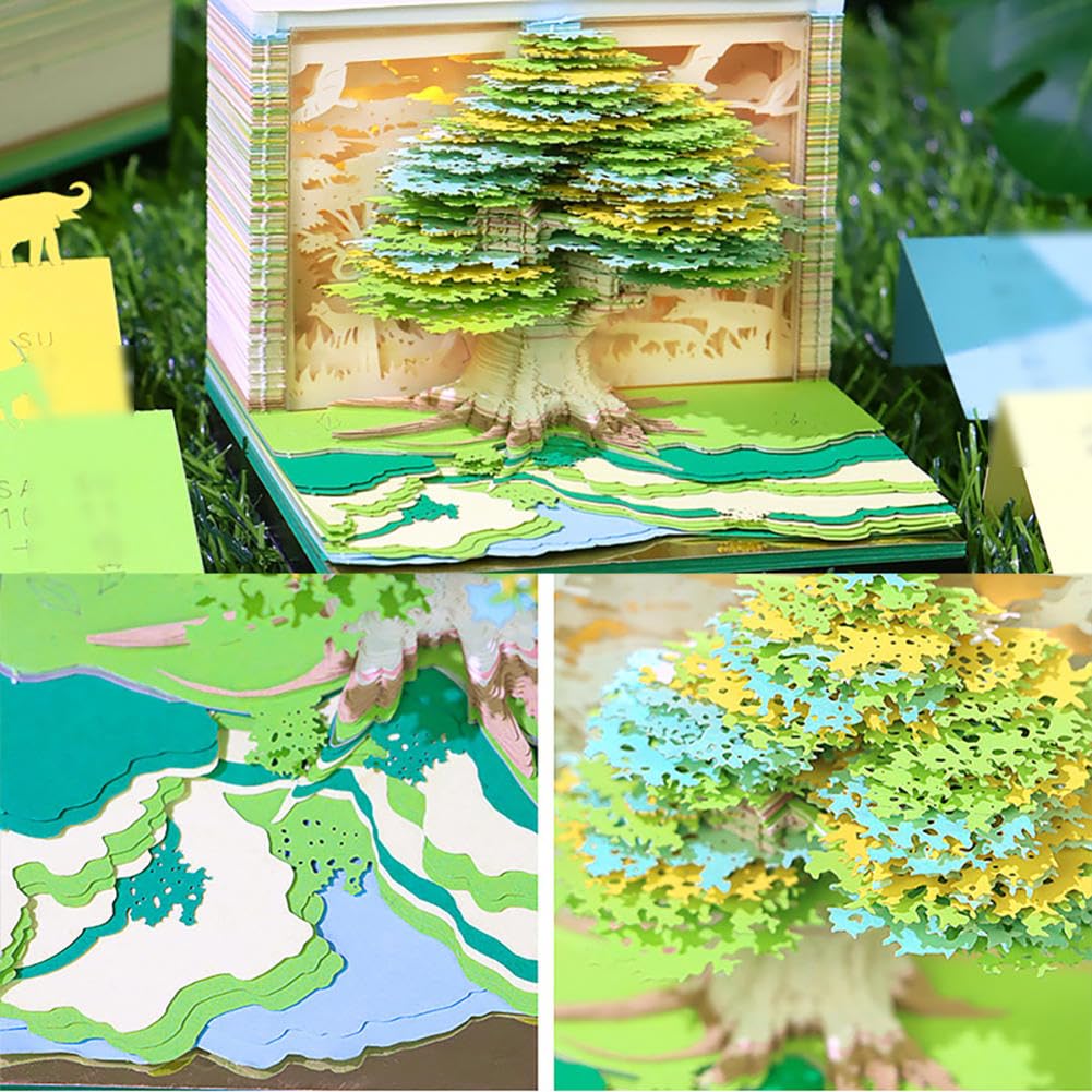 3D samoprzylepne notatki, kalendarz domek na drzewie, to ręcznie podarta rzeźba z papieru