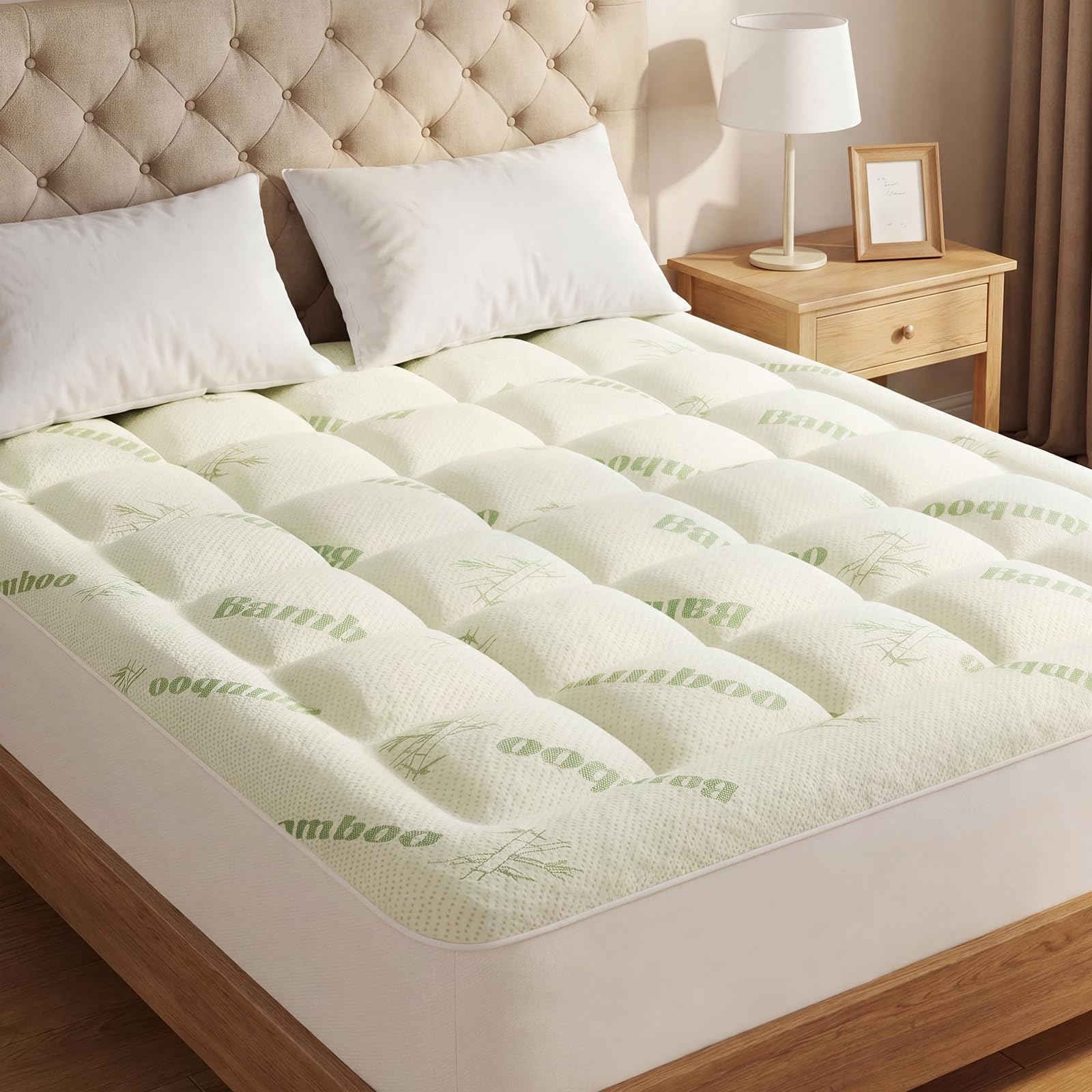 OLIXIS Queen Bamboo Viscose Mattress Topper
