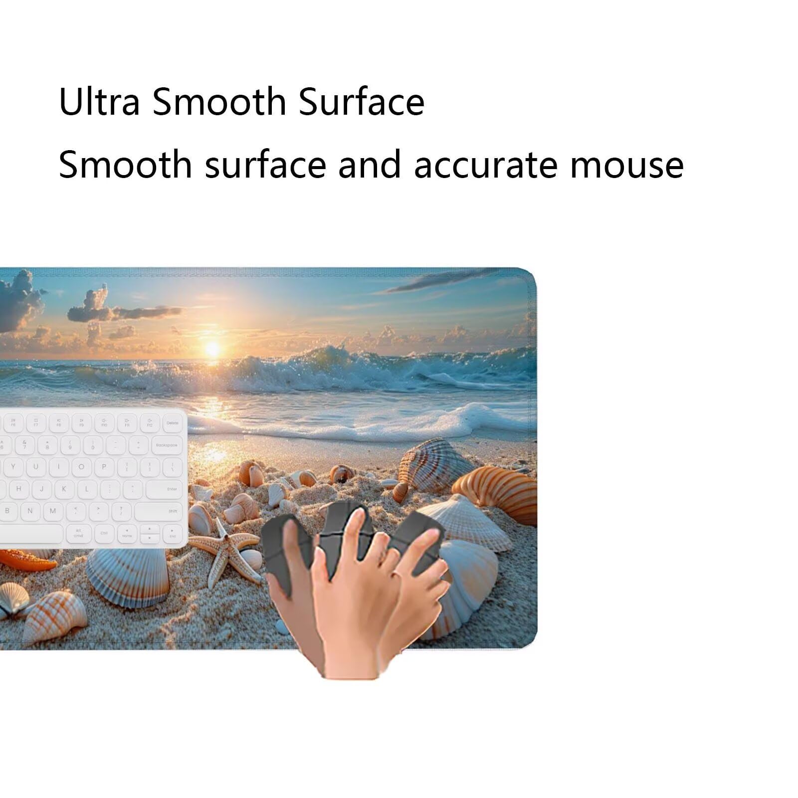 Alfombrilla Ratón Playa Alfombrilla Ratón Gaming XXL 1200x600x3mm Accesorios Escritorio,Antideslizante Mousepad Concha Tapete Escritorio Infantil,para Alfombrilla Pc Teclado Ratón J660