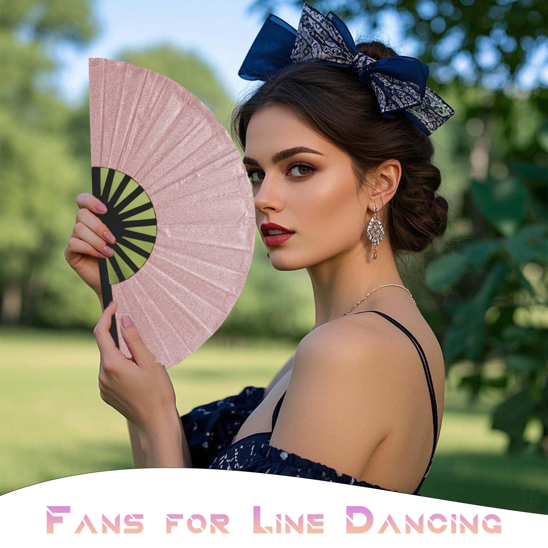 Boots on The Ground Fan Personalized Fans for Line Dancing Custom Clack Fans for Line Dancing with Text Logo Rave Foldable Fans That Make Sounds for Women Wedding Church Party (Glitter)