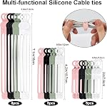 24pcs Organisateur de cordons, Poignées de câble en silicone réutilisables, Cord Ties for Bundling Earphone Phone, Elastic Wire Ties Cable Organizer for fixing Cordes
