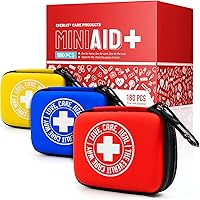 Vista 1 de MiniAid Kit de primeros auxilios Estuche compacto y liviano con mosquetones para viajes Apto para familias y niños, 180 piezas de suministros