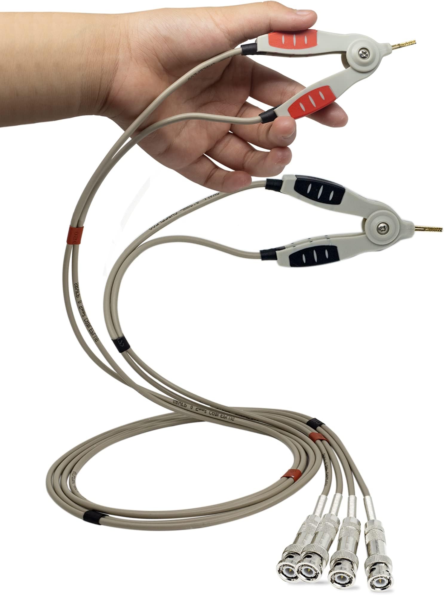 LCR Meter Test Leads BNC Male Plug Test Lead Kit Set, 4-Wire Kelvin Clip Alligator Electrical for Component Testing Clip