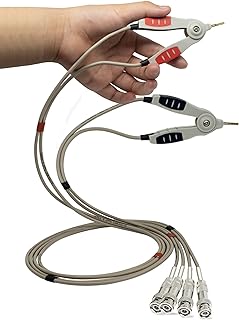 LCR Meter Test Leads BNC Male Plug Test Lead Kit Set, 4-Wire Kelvin Clip Alligator Electrical for Component Testing Clip