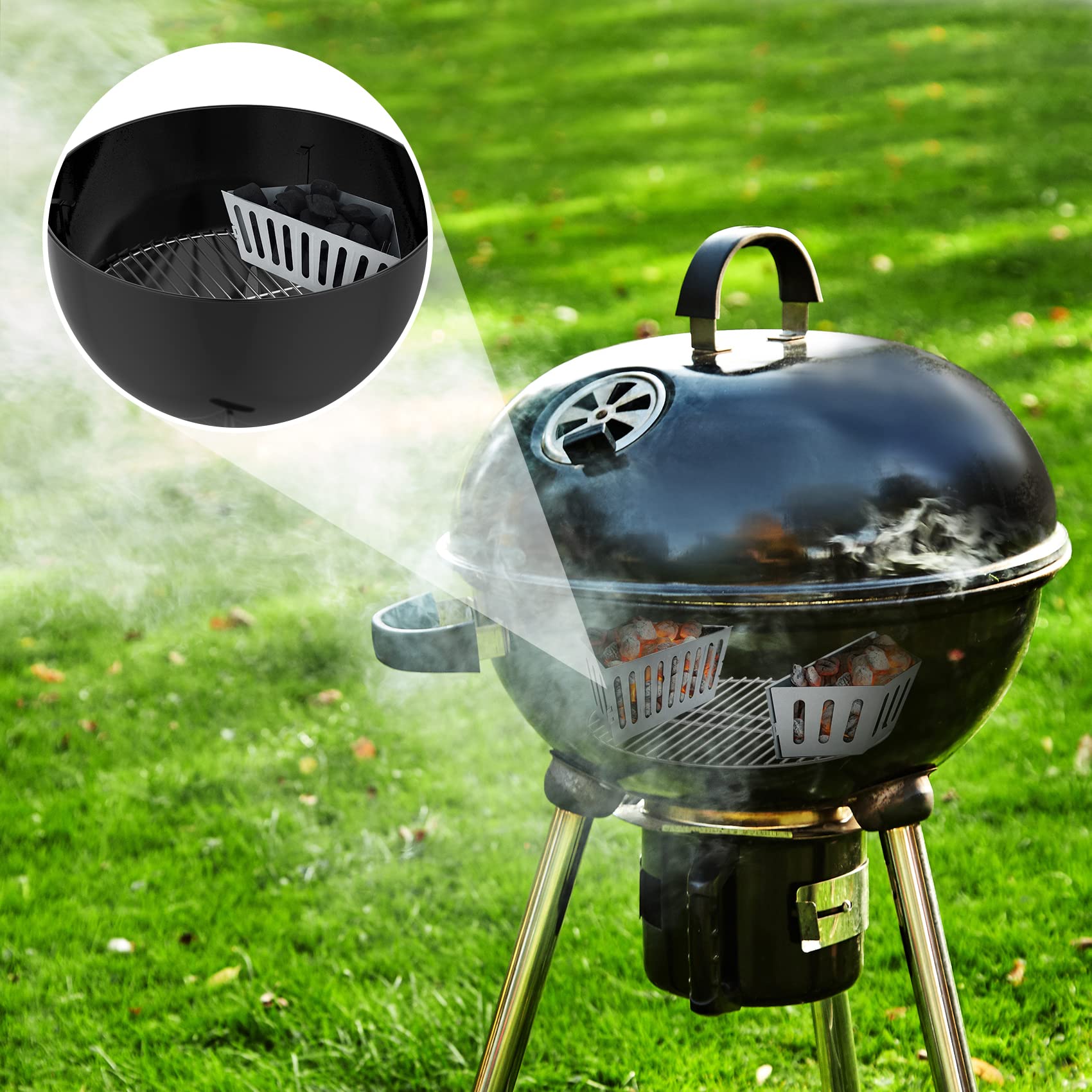 Onlyfire Grand Paniers à Charbon pour Kettle 57-67 cm, Char-Basket Acier Galvanisé pour Barbecue Weber Napoleon 22-26 pouces, 2 pièces