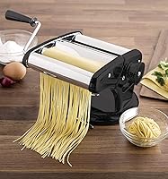 Vista 2 de Cestari Máquina de pasta de acero inoxidable, rodillo de 5.906 in con base de succión patentada para uso antideslizante, incluye cortador de pasta