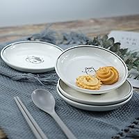 Vista 4 de SOCOSY Platos de cerámica para condimentos de perro de dibujos animados, plato de salsa, cuenco de inmersión para sushi, platos para aperitivos