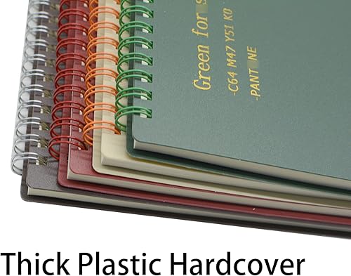 Miniatura 6 de Yansanido Cuaderno de espiral encuadernado superior, 4 piezas B5 de tapa dura de plástico grueso de 0.276 in, con rayas universitarias, 4 colores,