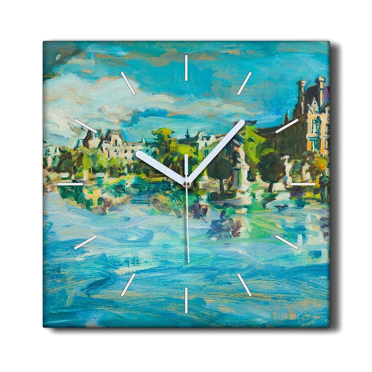 Horloge sur toile silencieuse résolvant le bruit pour salon déco château 30x30