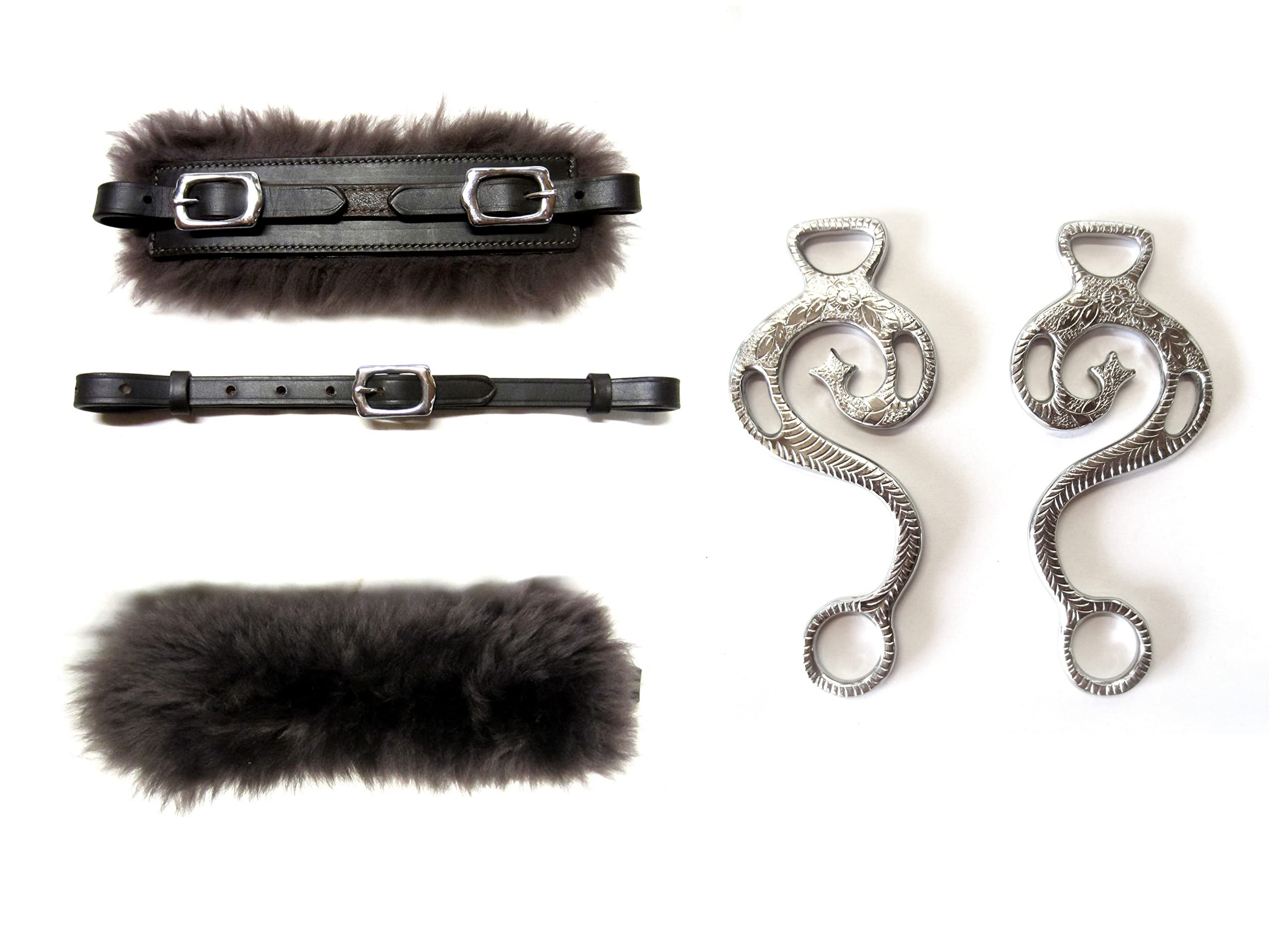 Set Hackamore Barock in Farbe Silber - Echt Schaffell - verziert