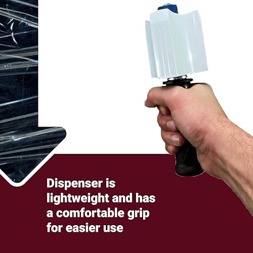 Vista 3 de IDL Packaging Dispensador de envoltura elástica W-600 para rollos de película de tamaño de núcleo de 3 pulgadas, mango retráctil resistente