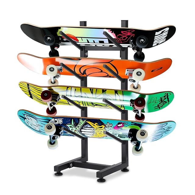 BiJun Skateboard Racks Floor Stand 4-Layer Skateboard Holder Snowboard Storage Rack Skateboard Organizer Floor Stand for Deck Longboard