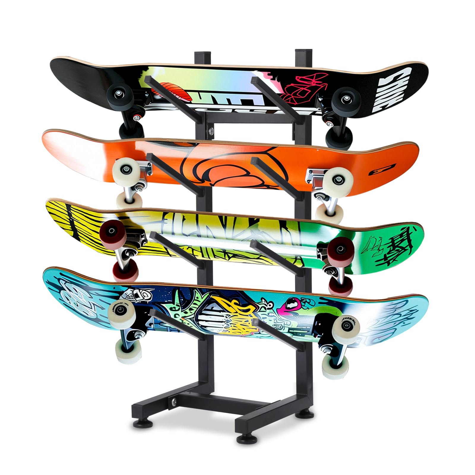 BiJun Skateboard Racks Floor Stand 4-Layer Skateboard Holder Snowboard Storage Rack Skateboard Organizer Floor Stand for Deck Longboard