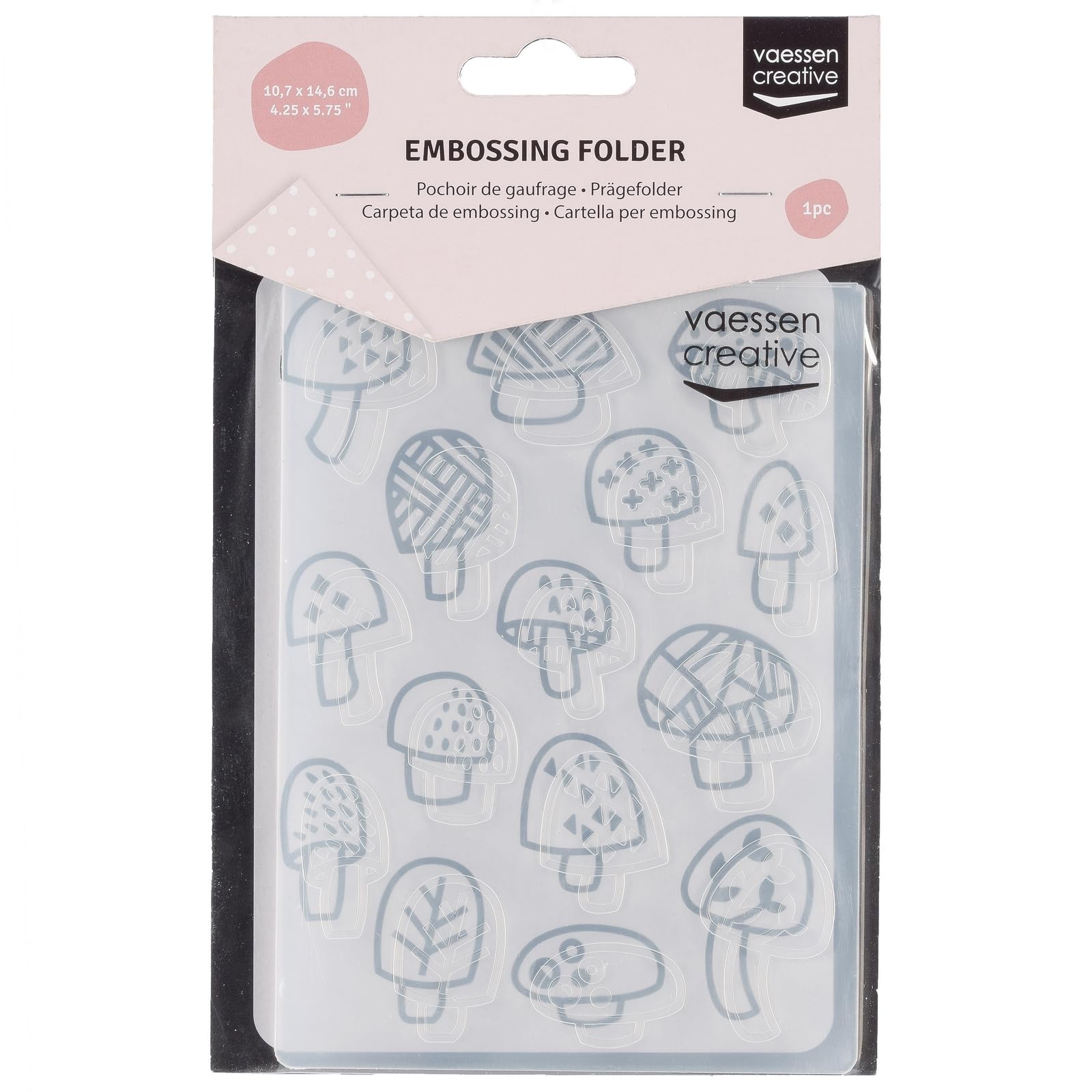 Vaessen Creative Embossing Folder Mushrooms 5.75 x 4.21 inches - Embossing Folder for Card Making, Scrapbooking, Journaling - Reusable - Precise Results - for Embossing and Die-Cutting Machines