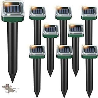 Mole Repellent for Lawns - Gopher Repeller Ultrasonic Solar Powered Vole Repellent Outdoor Waterproof Rat Deterrent Spikes Repellent Snake,Chipmunk,Groundhog,Sonic Mole Stakes for Garden,Yard