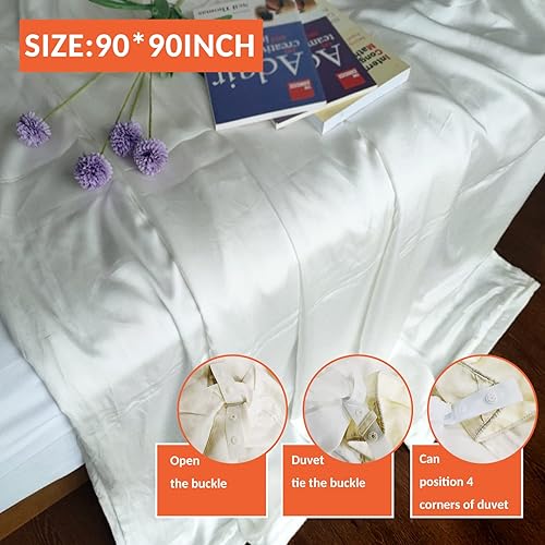 Miniatura 5 de Funda de edredón, cremallera de 3 lados, Tencel Lyocell, sistema de triple cremallera, más suave, 100% natural, 90 x 90 pulgadas (Queen)