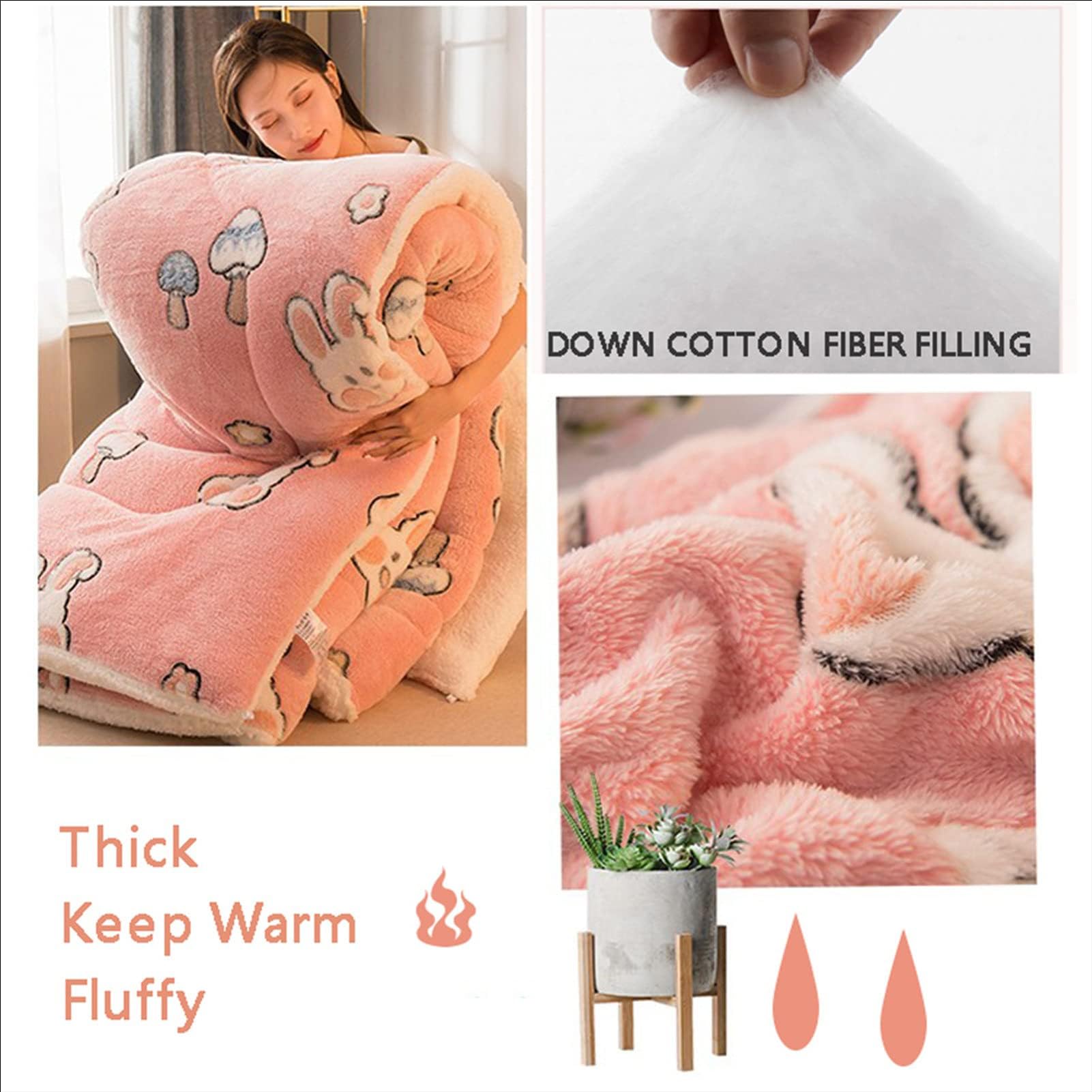 ZMIN Trapunta Invernale in Tessuto di Velluto di Agnello, Piumino in Cashmere Patchwork Biancheria da Letto Reversibile in Pile Trapunta Invernale Calda E Spessa, Piumino in Lana Anallergica
