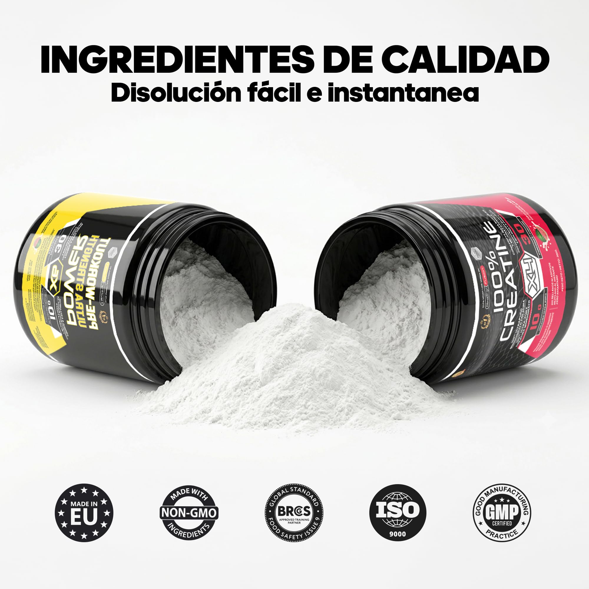Healthy Fusion Pack Creatina Monohidrato Micronizada 300 g Sabor Sandía + Pre-Workout 300 g Sandía | Beta-Alanina, Taurina y Cafeína | Fuerza, Energía, Alta Solubilidad, Rendimiento Físico