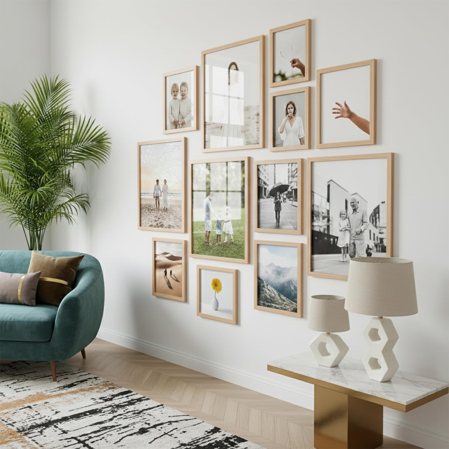 HOTHOUSE Photo Frame For Wall | Aesthetic Collage Picture Frames For Wall Decor | Rectangular Photo Frames For Home Decor Office Livingroom Bedroom | Set of 12 (BROWN, Combo-5)-image-7