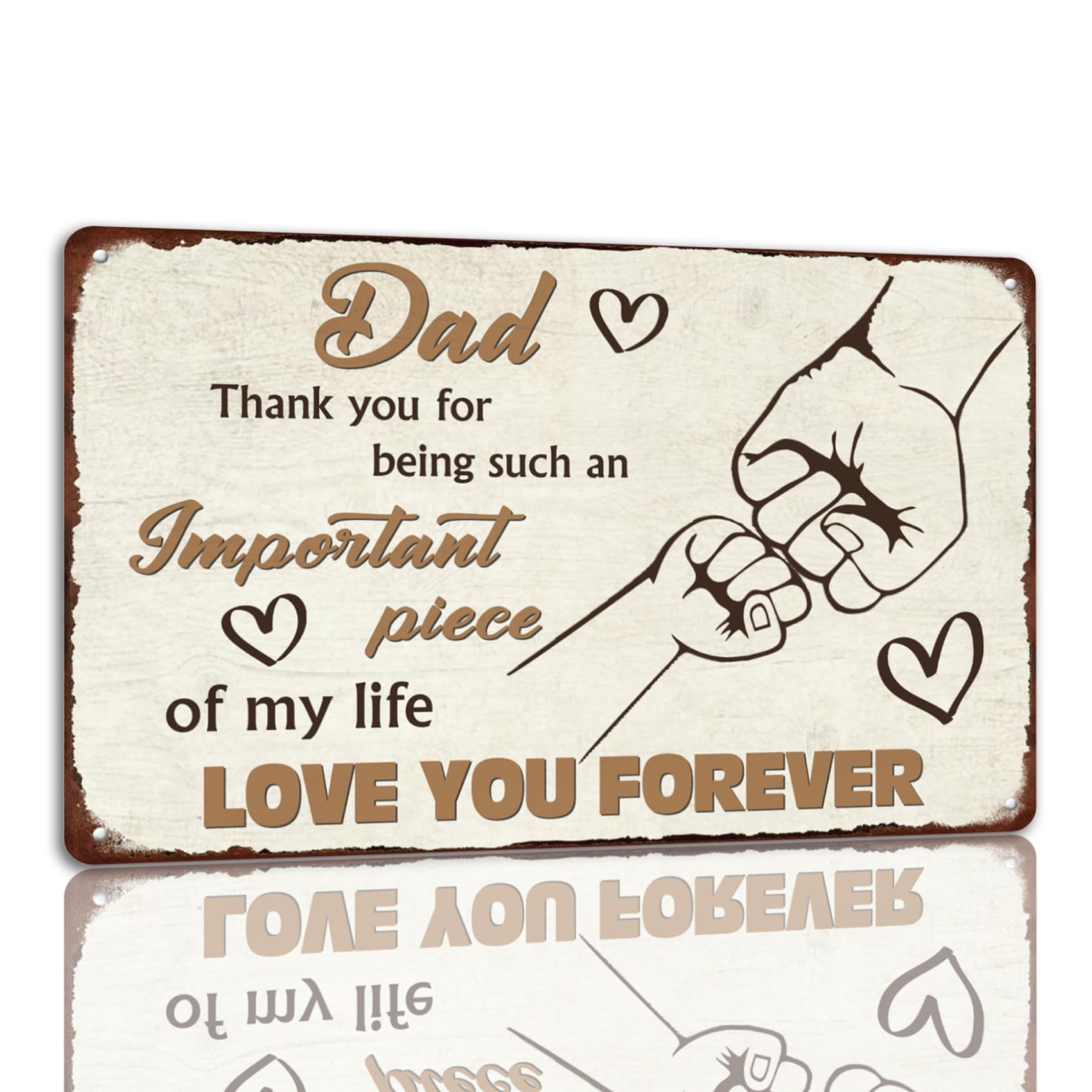 SMAZDFXX Appreciated Dad Metal Sign Father's Day Tin Sign Vintage Heartfelt Home Wall Decor Signs Birthday For Dad 5.5"x8"