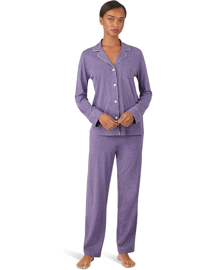 Lauren Ralph Lauren Knit Long Sleeve Notch Collar Long Pant Pajama Set - Main View
