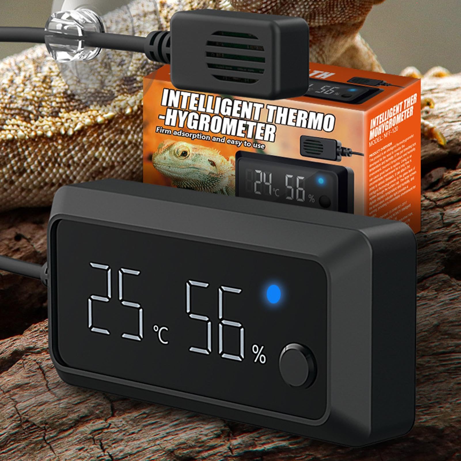 Hygromètre numérique reptile - Température et jauge d'humidité, accessoire | Hygromètre en terrarium pour gecko à crête, gecko léopard, serpent, lézard et capteur de réponse plus rapide pour