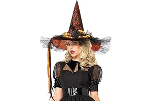 Halloween Witch Hats with LED Lights Gauze Feathers for Women