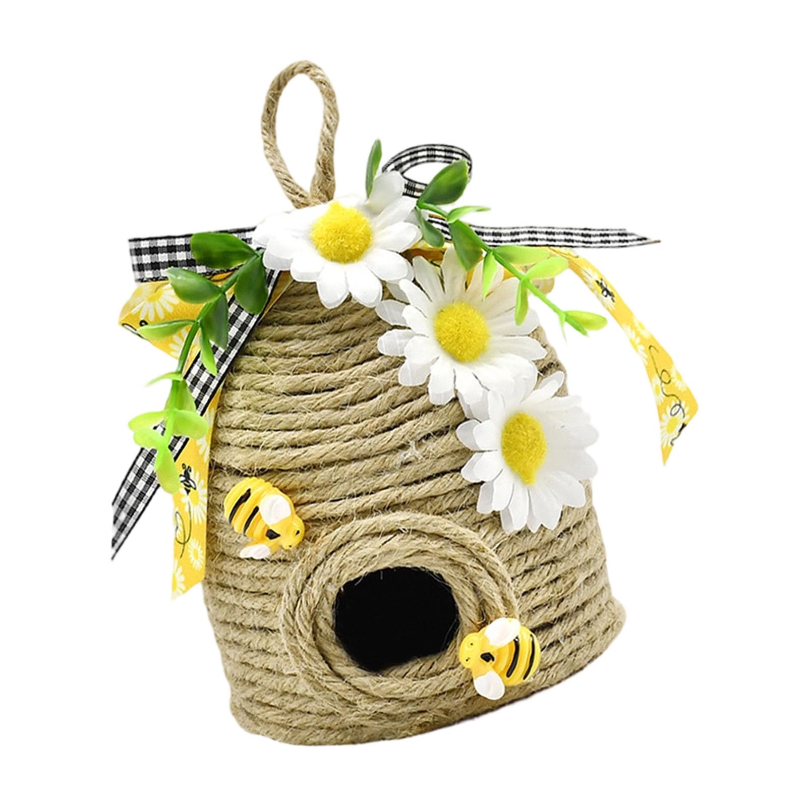 Hsioluted Natural Fiber Rope Woven Bees Nest Wall Art for Festivals and Nursery, Measuring 12x10cm Party Supplies