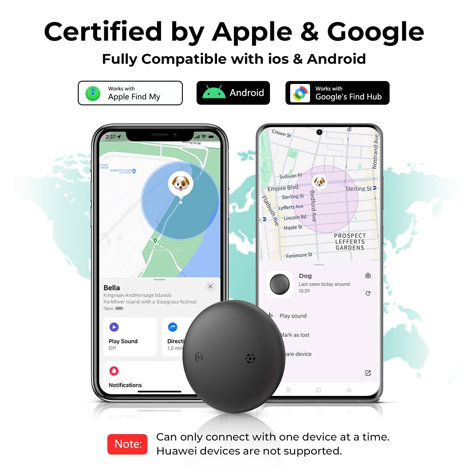 Hund Katze Tracker(iOS/Android) - SmartTag Tracker Ohne ABO mit Schutzhülle