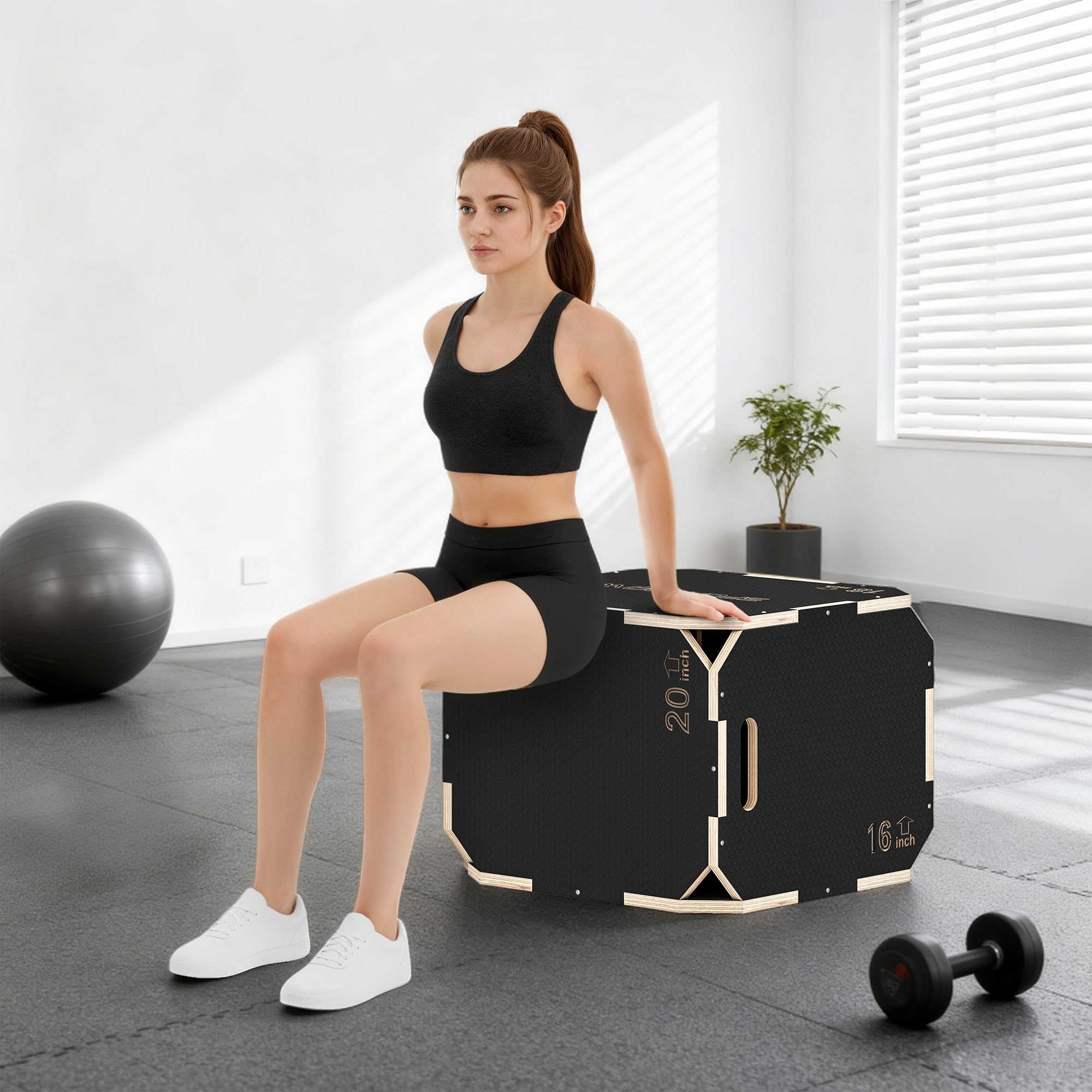 SPORTNOW 3-in-1 Plyo Box Plyometrische Sprungbox mit 3 Sprunghöhen Griffen Kantenfreie Step-Up Jumping Box Plyometric Platform Fitnessgerät für Plyometrisches Training Workout