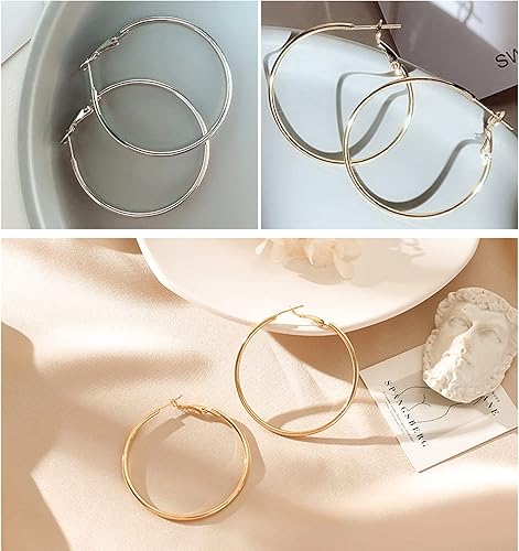 Miniatura 5 de 60 aretes de aro de acero inoxidable con cuentas redondas, hipoalergénicos, para hacer joyas, manualidades, creación de arte (1.575 pulgadas)