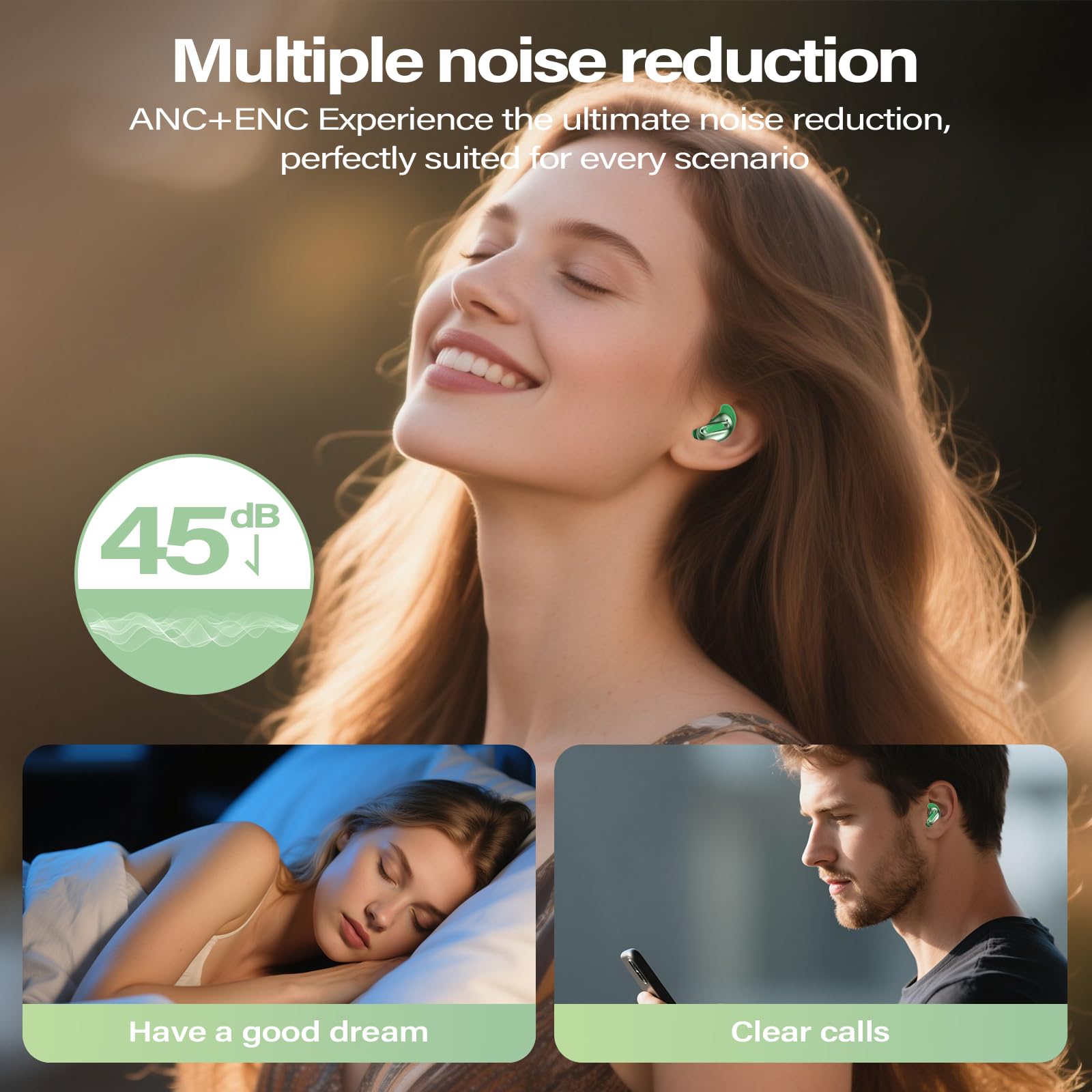 Sleep Earbuds, Mini ANC Wireless Earbuds in Ear, Bluetooth 5.4 Sleep Headphones Design for Side Sleeper, 48H Bass Stereo Earp — view 4