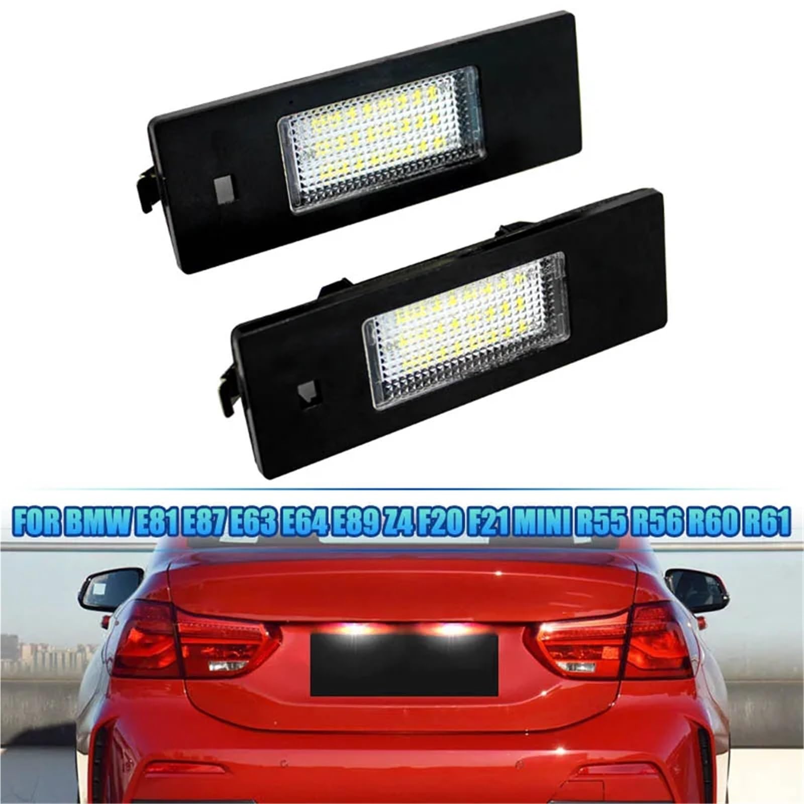 LED Placa de Matrícula Etiqueta 2 piezas Uso apto para BMW Serie 1 E81/E87 3 puertas/5 puertas hatchback 2004-2011 Lámpara de luz matrícula