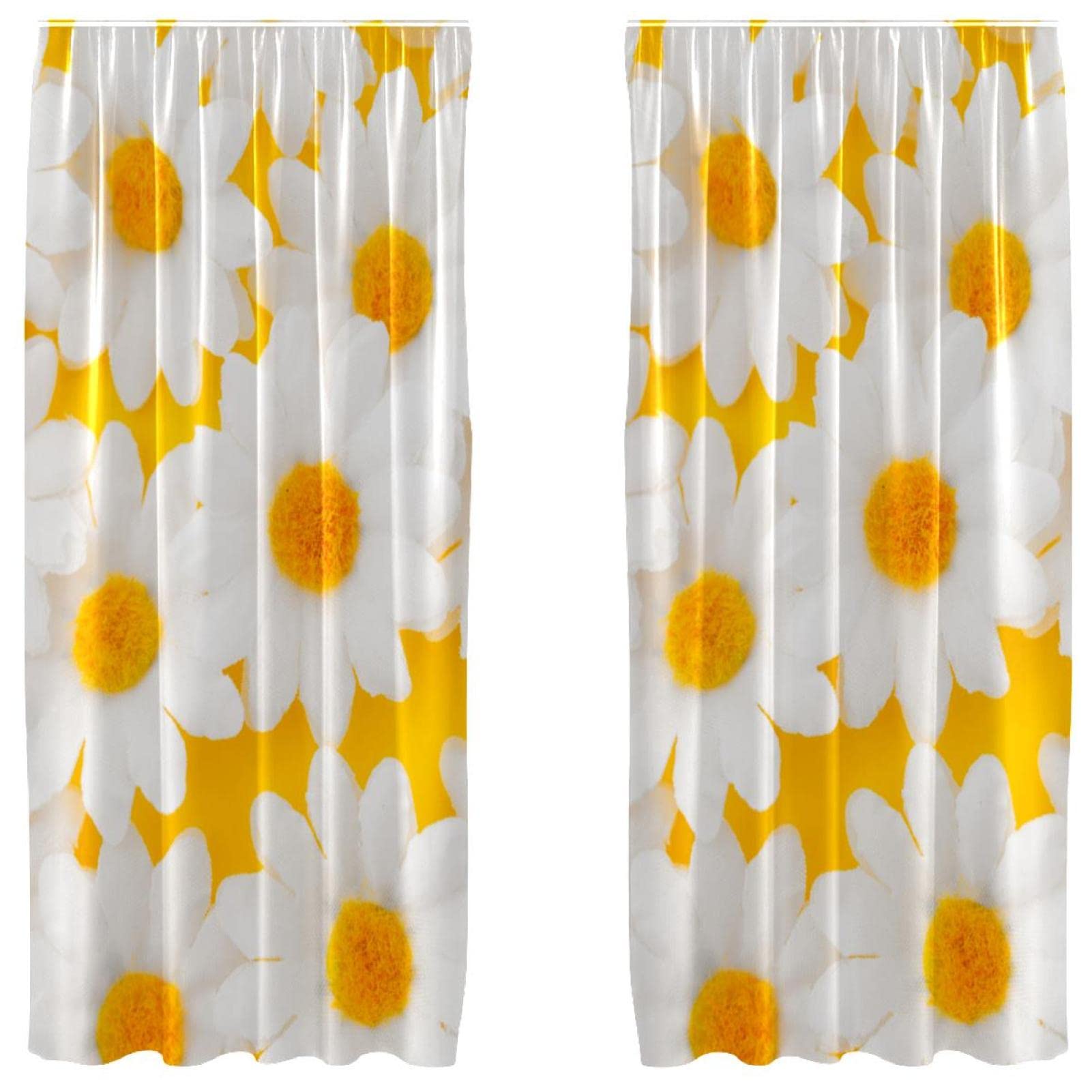 Cortinas amarillas florales para dormitorio infantil juego de 2 piezas opacas