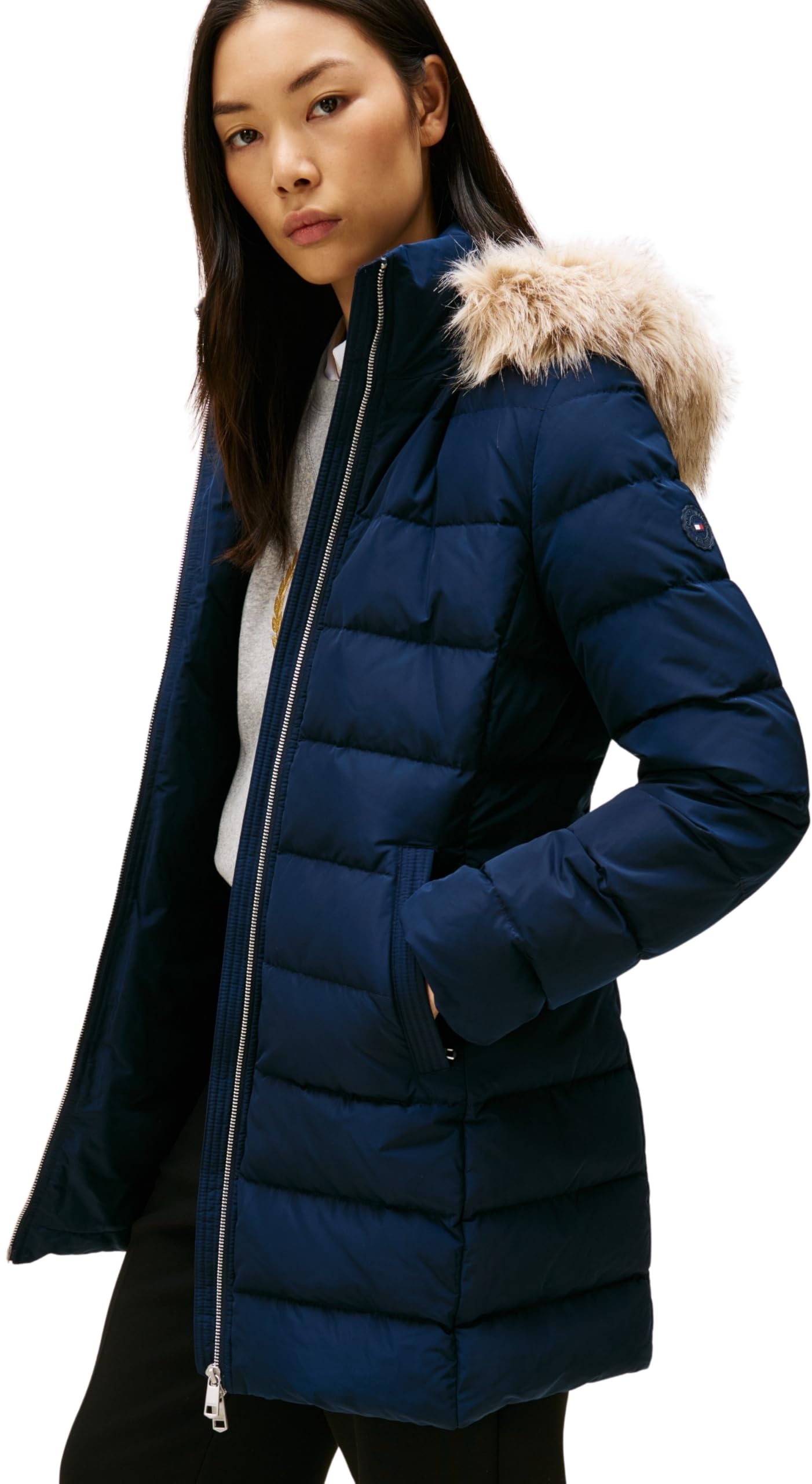 Tommy Hilfiger Abrigo de plumas Down Slim con borreguito