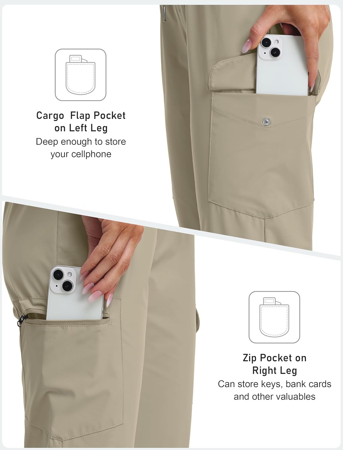 MoFiz Capri Pants for Women Lightweight Ice Cool Capris for Women Casual Summer Trip Loose Shorts with Zipper Pockets - Image 3