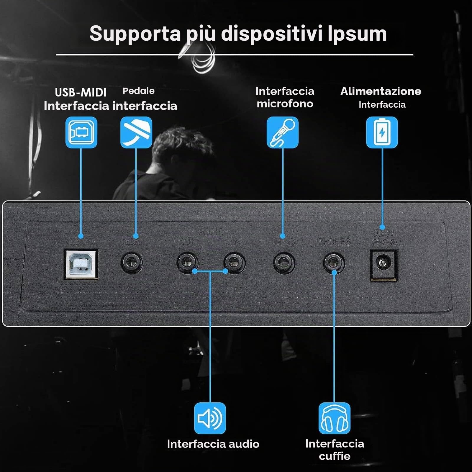 MAMIZO 61 Tasti Tastiera Pianoforte Digitale, Pianoforte Keyboard Elettrico per Principianti, Pianola Tastiera per Bambini, 500 Suoni e Modalità di Insegnamento a 3 Livelli, Leggio, MP3/USB MIDI