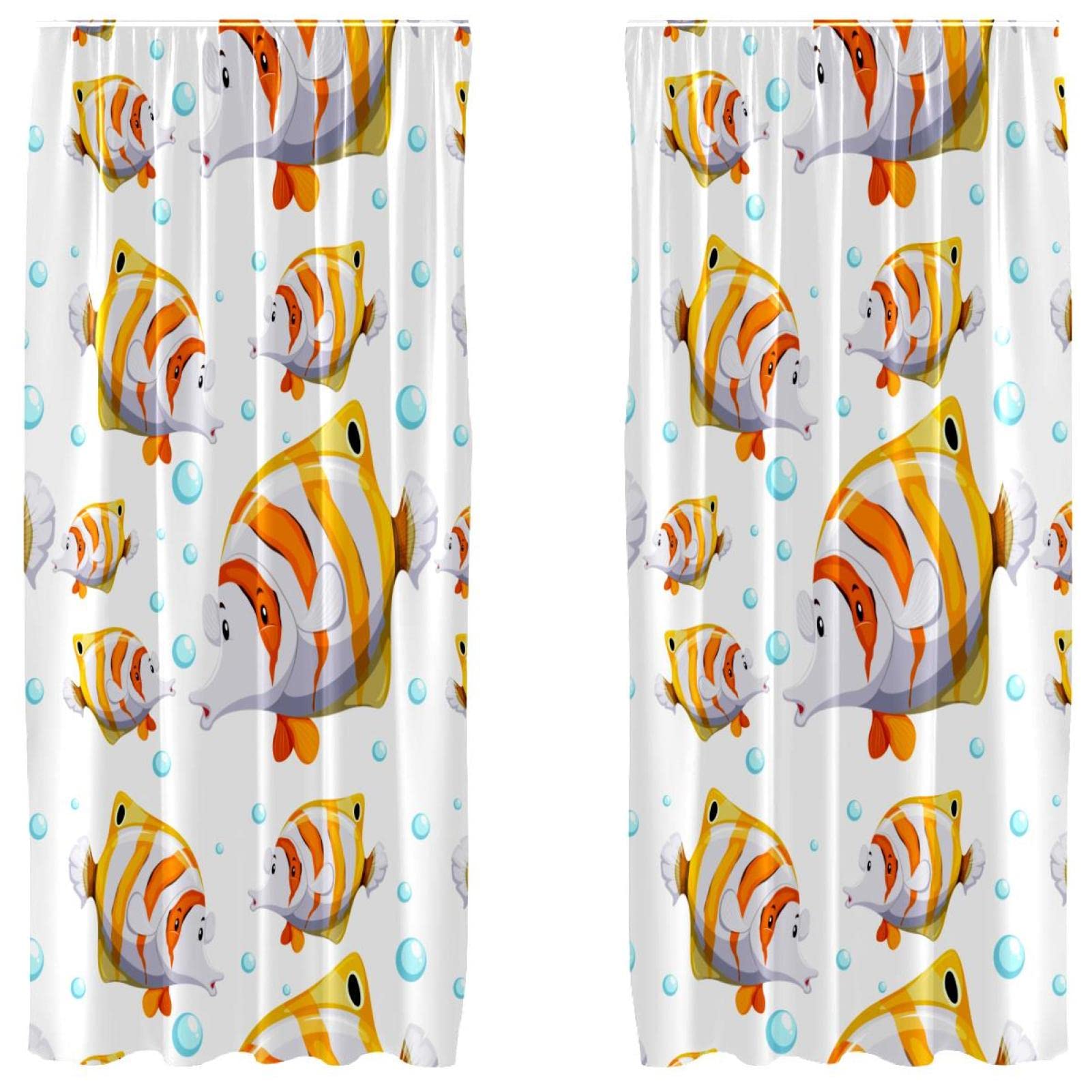 Rideaux de chambre poissons et bulles aux finitions soignées