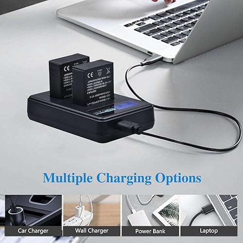 Miniatura 2 de 3 unids 3.7 V 1600 mAh AHDBT-301 Batería para GoPro Hero3 AHDBT301 AHDBT-302 AHDBT-201 Batería de cámara de iones de litio y LCD USB cargador dual