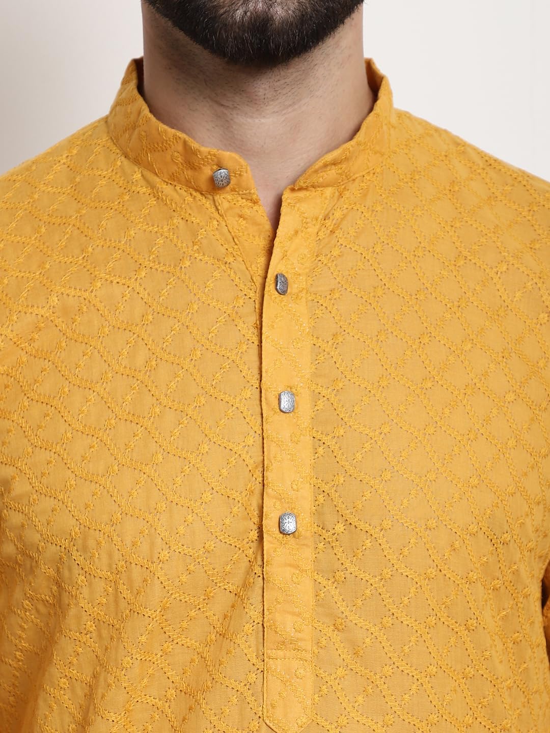 Sojanya (Since 1958 Men'S Cotton Kurta With All Over Embroidery - Image 5