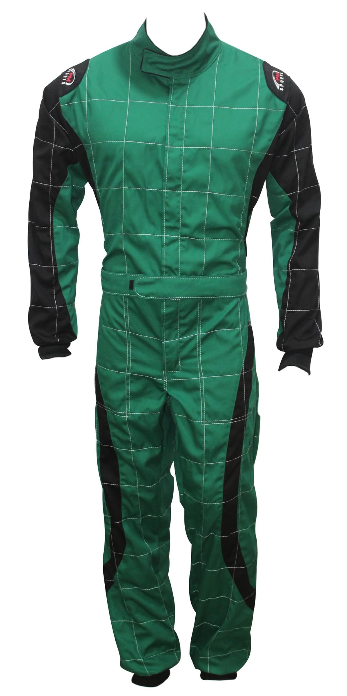 PM Sports Kids Juniors Karting Race Rally Go Kart Suits Overall One Piece Suit Indoor/Outdoor (Green & Black, 140)