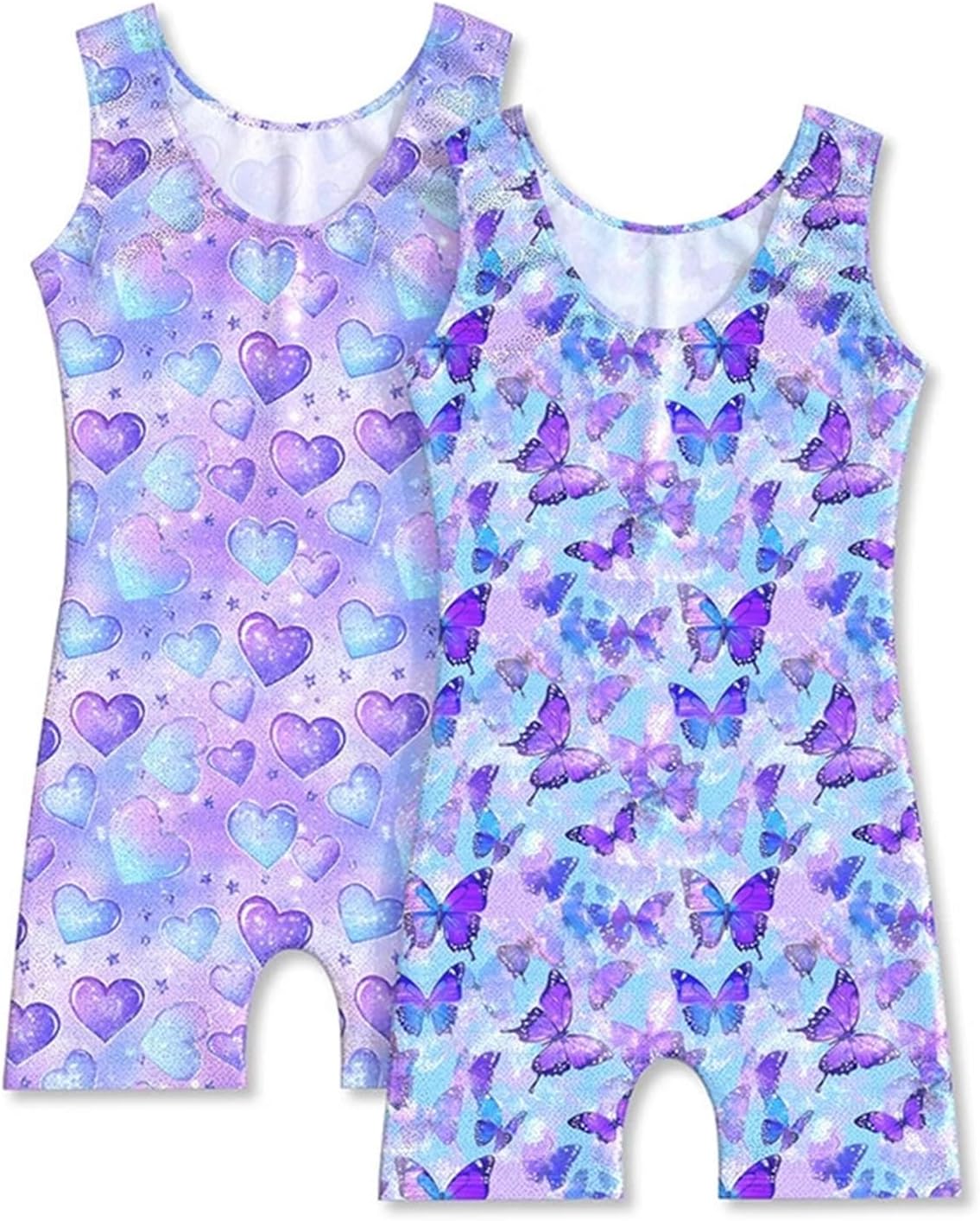 Girls Gymnastics Leotard Two-Piece Shiny Colorful One Piece Tumbling Outfits With Hairband