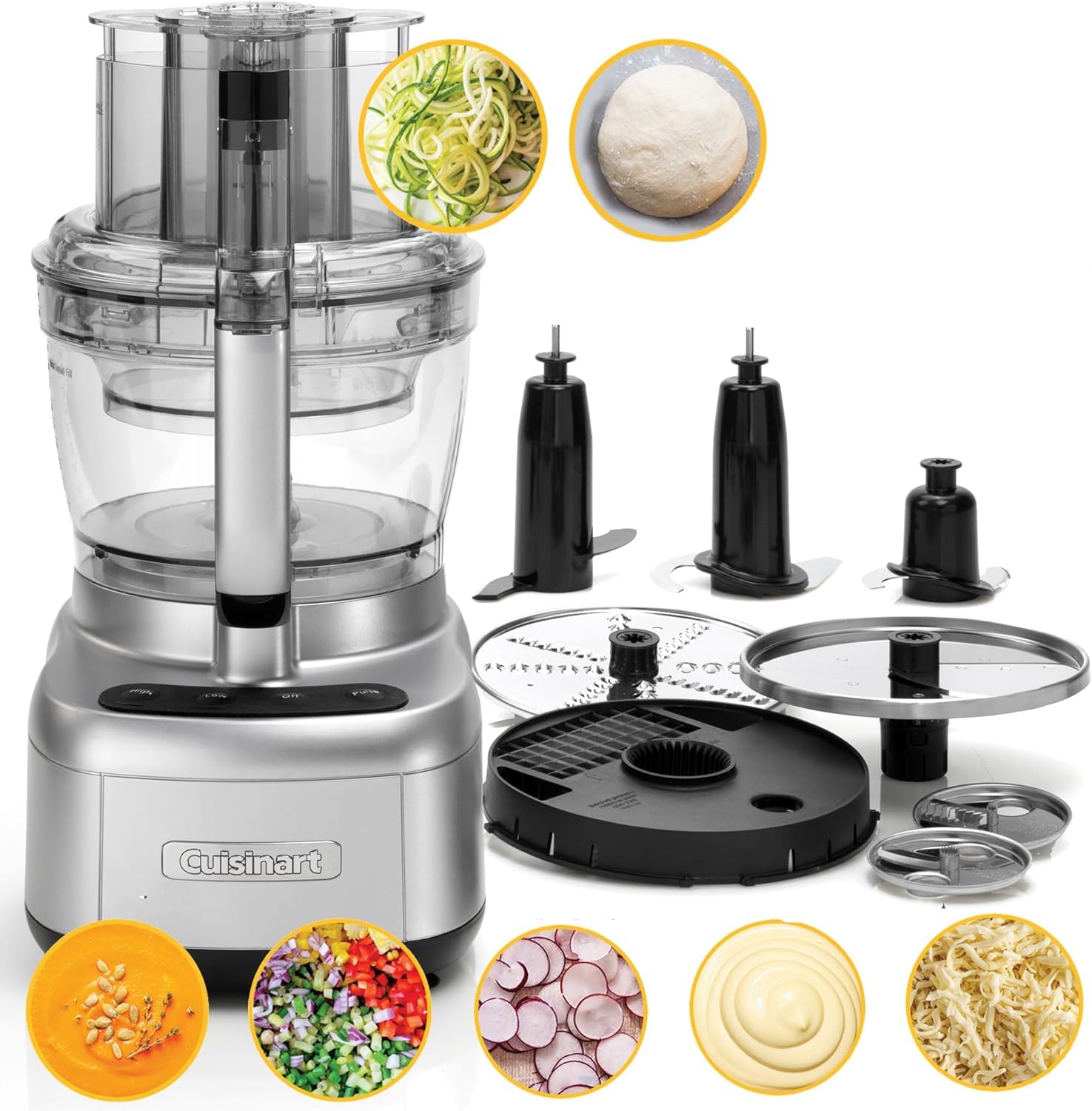 Cuisinart 3.3L Expert Prep Pro Food Processor with 10 meal prep functions, Multifunctional, Large and Small Work Bowls, Spiralising, Grating & Dicing discs, BPA free, Dishwasher Safe Parts