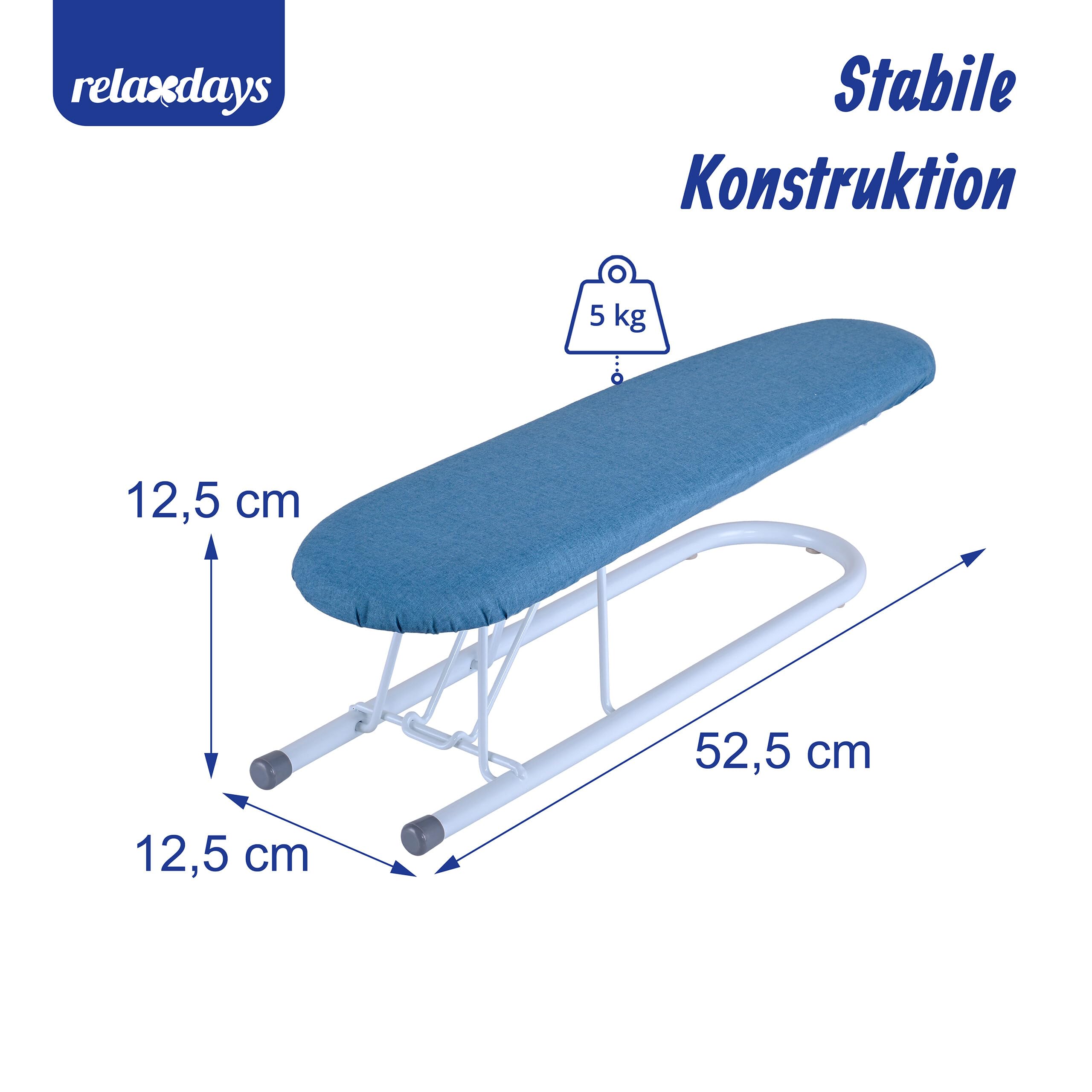 Relaxdays Ärmelbrett, Hemdärmel bügeln, 52 x 12,5 cm Bügelfläche, blau/weiß | Baumwollbezug, klappbares Ärmelbügelbrett